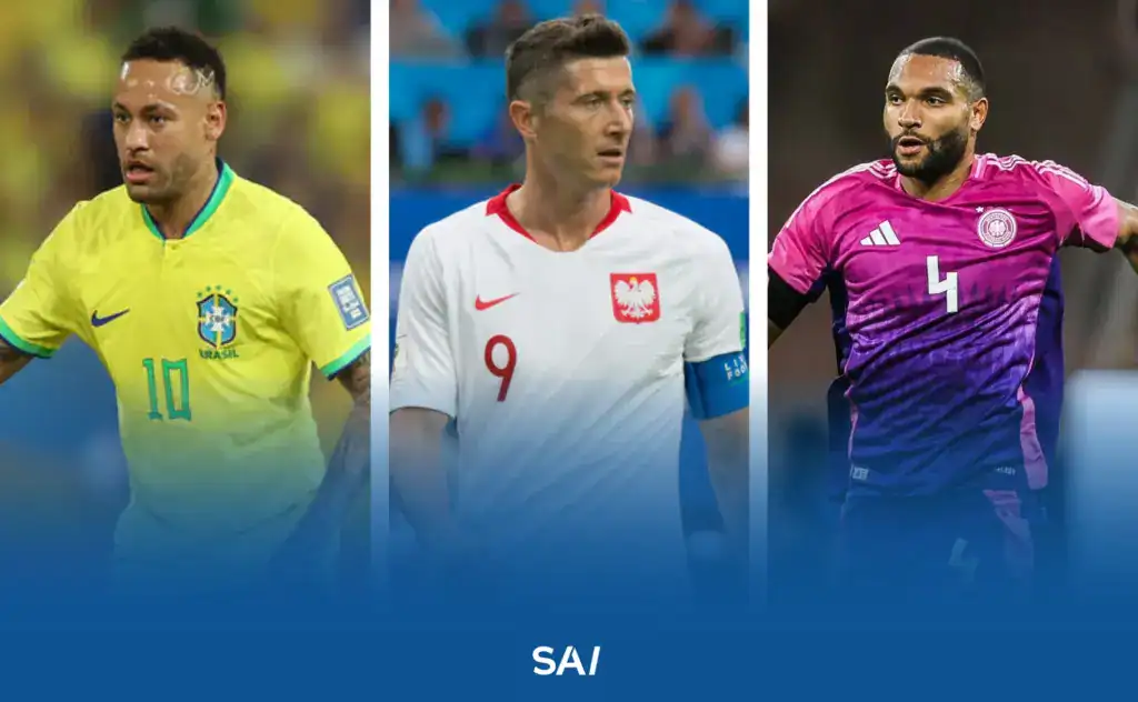 Players represented by Pini Zahavi. From left to right: Neymar Jr, Robert Lewandowski, Jonathan Tah.