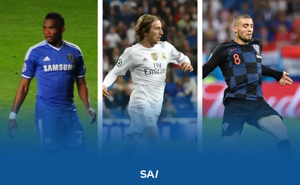 From left to right: Samuel Eto'o, Luka Modrić, Mateo Kovačić. Three iconic players who have been represented by Vlado Lemic.